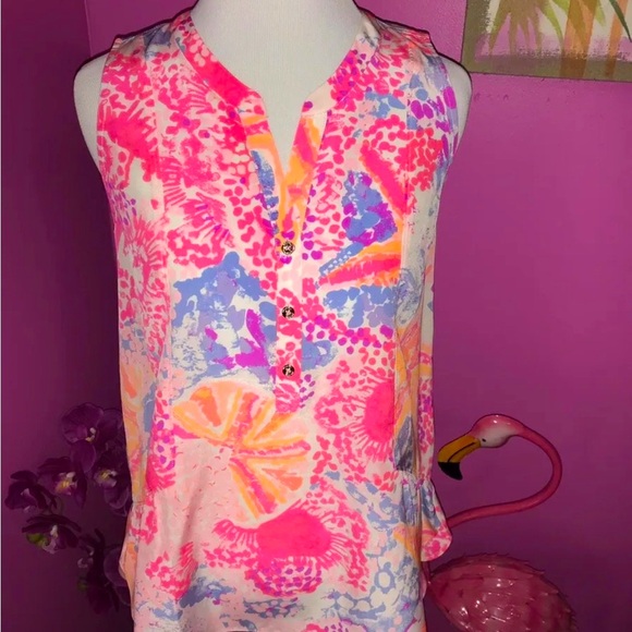 Lilly Pulitzer NWT Kery Silk Blouse Paradise Bohemian Beach Size XXS STUNNING! - Picture 5 of 8
